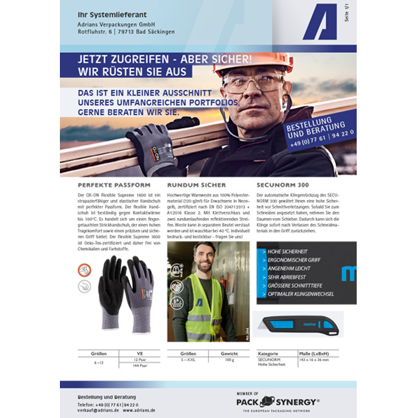 Persönliche Schutzausrüstung - PSA - jetzt bei ADRIANS Verpackungen